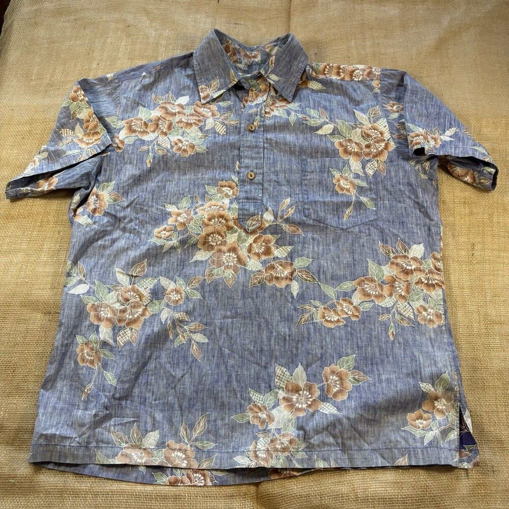 Vintage Cooke Street Honolulu Mens 1/4 Button Pullover Hawaiian Shirt Floral 2XL